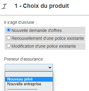 Nouvelle DO - Choix du produit